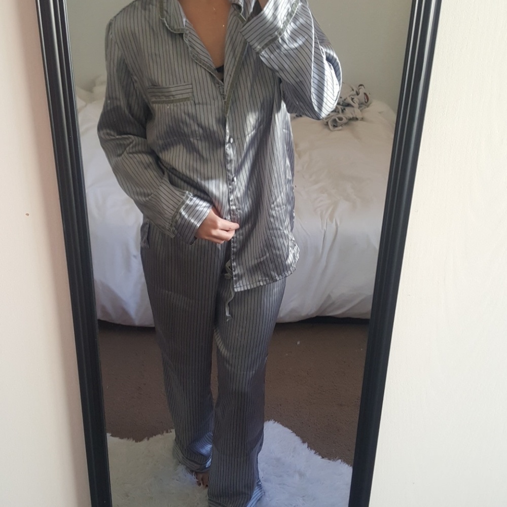 Silver pinstripe pajama set